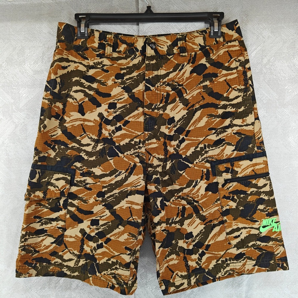 Nike Air Camo Cargo Shorts Mens 34 Tiger Stripe Ripstop Tactical Utility 586591